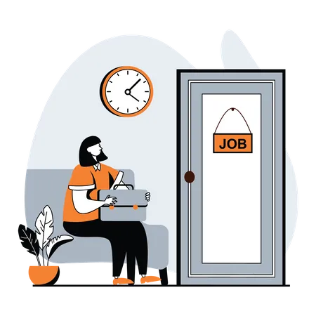 Woman waiting for job interview  Illustration