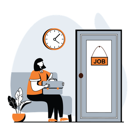 Woman waiting for job interview  Illustration