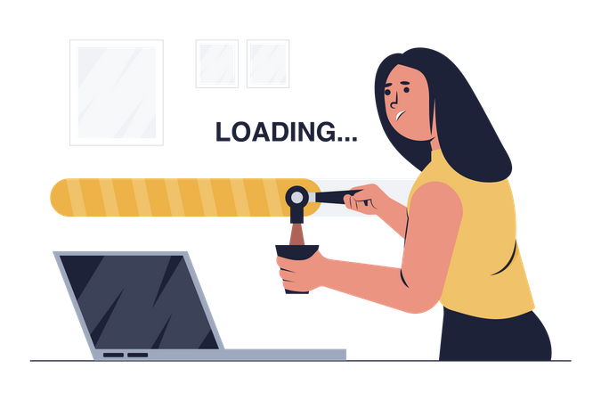 Woman waiting for loading  Illustration