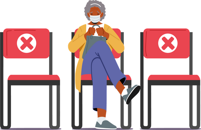 Woman waiting for vaccine  Illustration