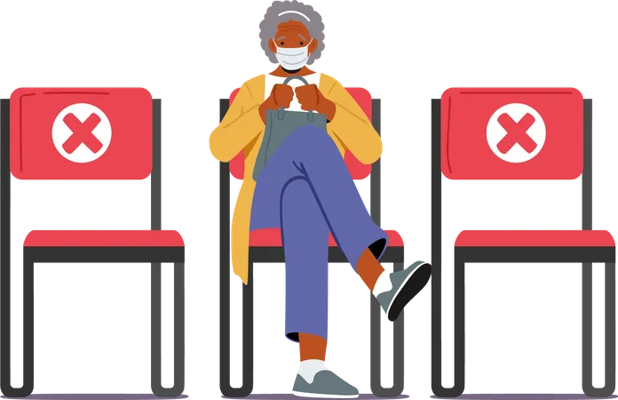 Woman waiting for vaccine  Illustration