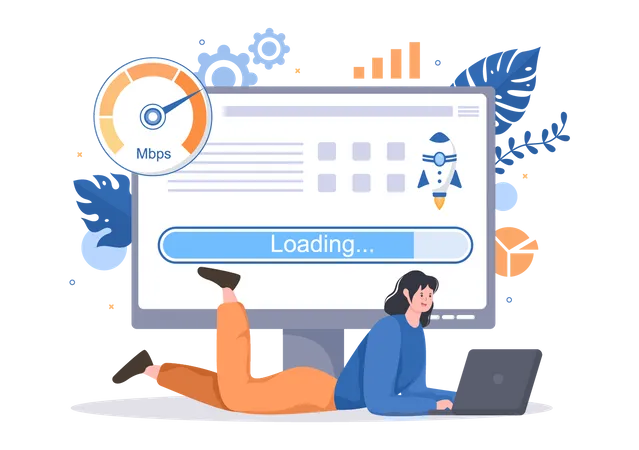 Website Loading Speed Optimization With Server Web Programming Mobile App Development And Page Software Background Vector Illustration Illustration