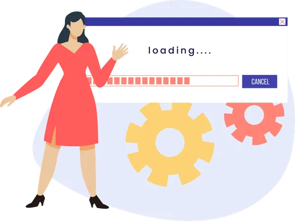 Woman waiting for website loading  Illustration