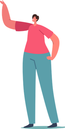 Woman waiving hand Illustration