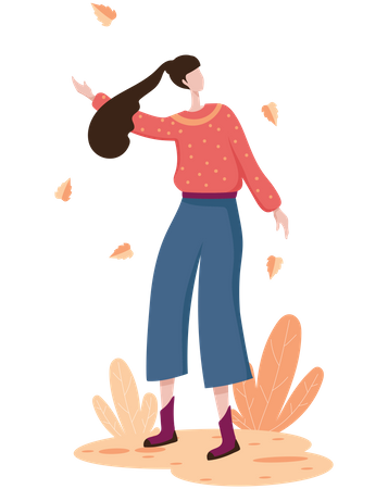 Woman waiving hand  Illustration