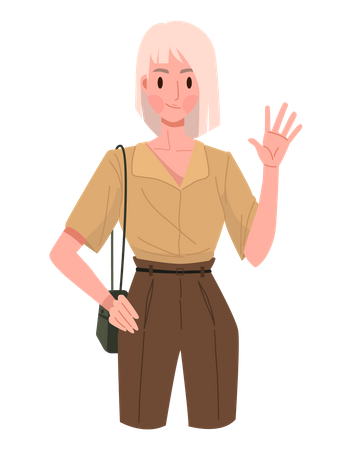 Woman waiving hand  Illustration