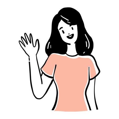 Woman waiving hand  Illustration