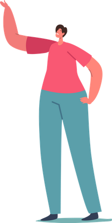 Woman waiving hand  Illustration