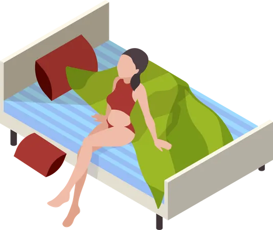Woman waking up in morning  Illustration