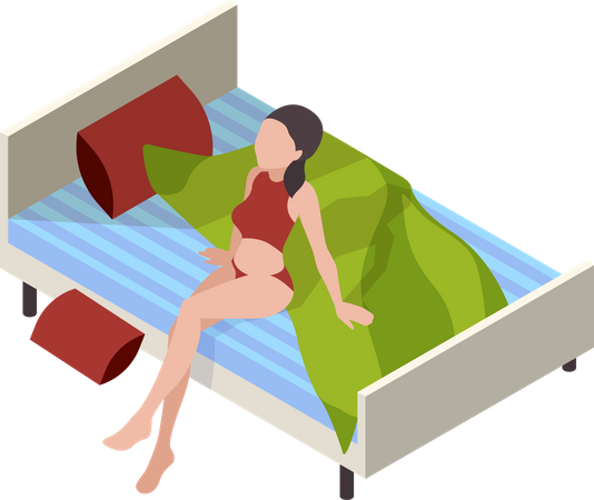 Woman waking up in morning  Illustration