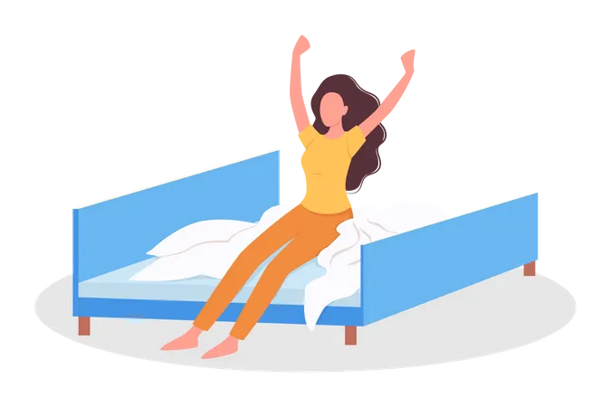 Woman waking up in the morning Illustration