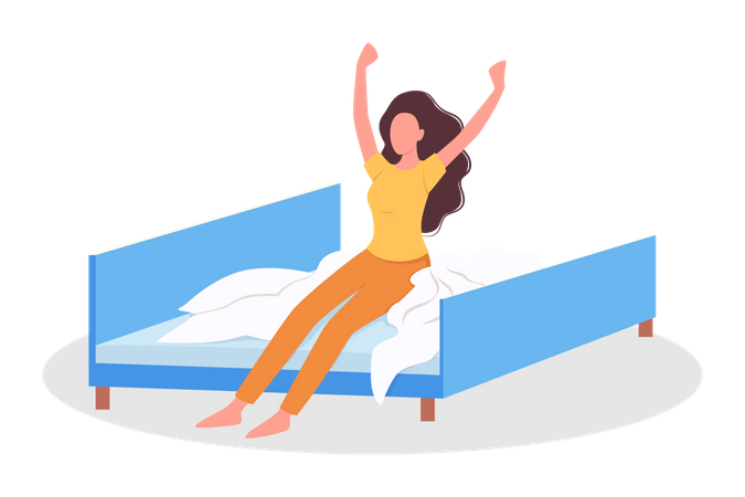 Woman waking up in the morning  Illustration