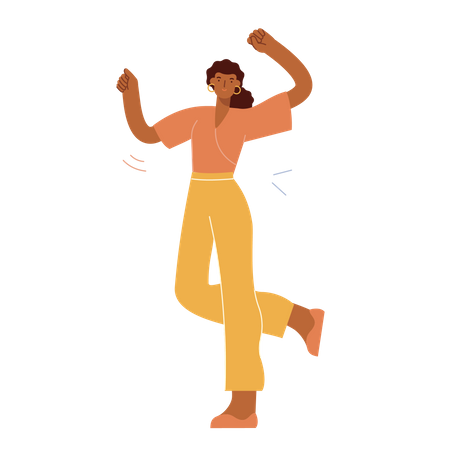 Woman walking and having fun  Illustration