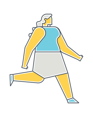 Woman walking slowly  Illustration