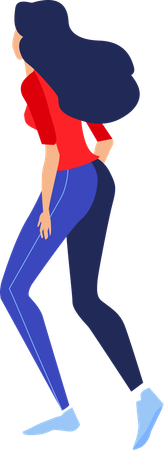 Woman walking while giving pose  Illustration