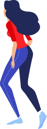 Woman walking while giving pose  Illustration