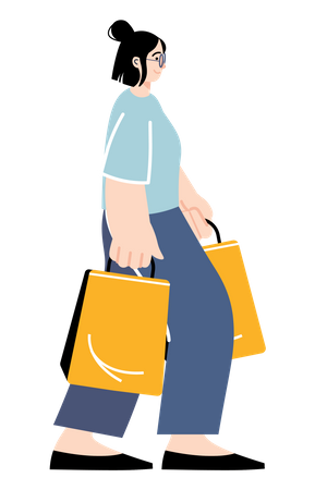 Woman walking with shopping bag Illustration