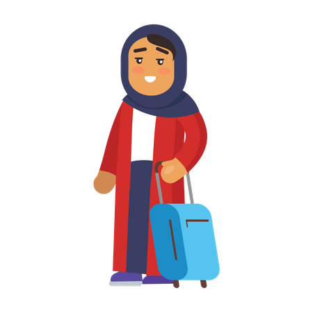 Woman walking with suitcase Illustration