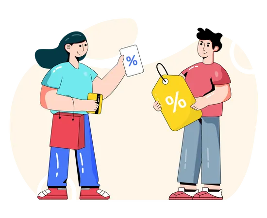 Woman wants discount on card payment  Illustration