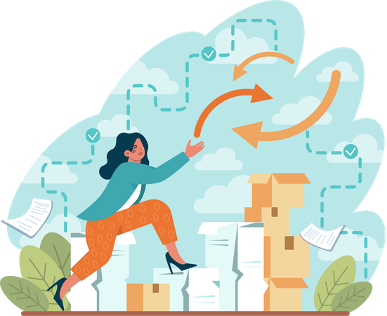 Woman wants to achieve business targets  Illustration