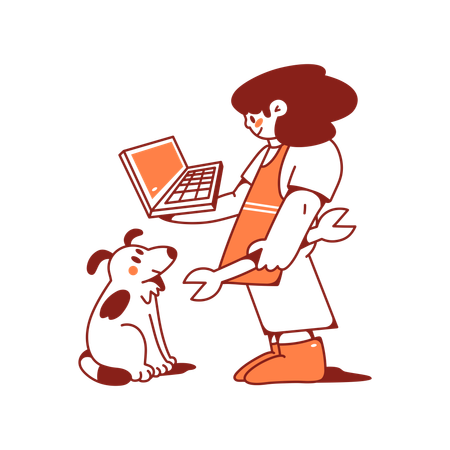 Woman wants to fix her laptop with problem  Illustration