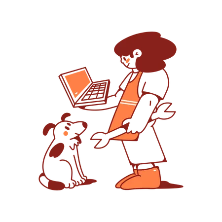 Woman wants to fix her laptop with problem  Illustration