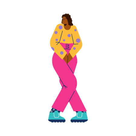 Woman wants to pee and holds her bladder  Illustration