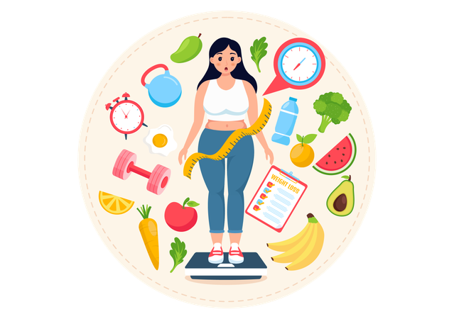 Woman wants to reduce her weight  Illustration