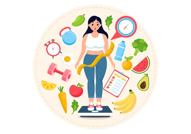 Woman wants to reduce her weight  Illustration