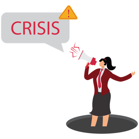 Woman warns of crisis  Illustration