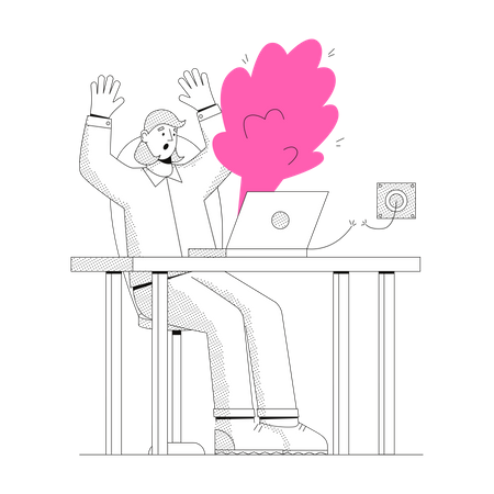 Woman was afraid of a computer explosion  Illustration