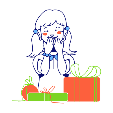 Woman was excited for the gifts  Illustration