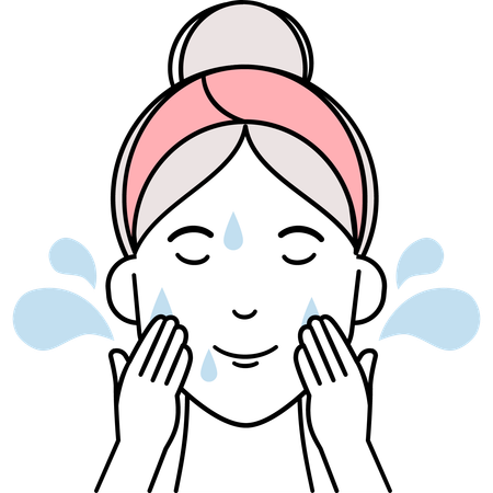Woman Wash Her Face  Illustration
