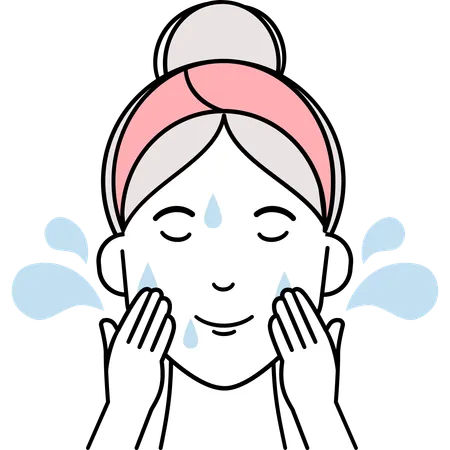 Woman Wash Her Face  Illustration