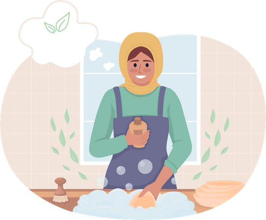 Woman washing clothes  Illustration