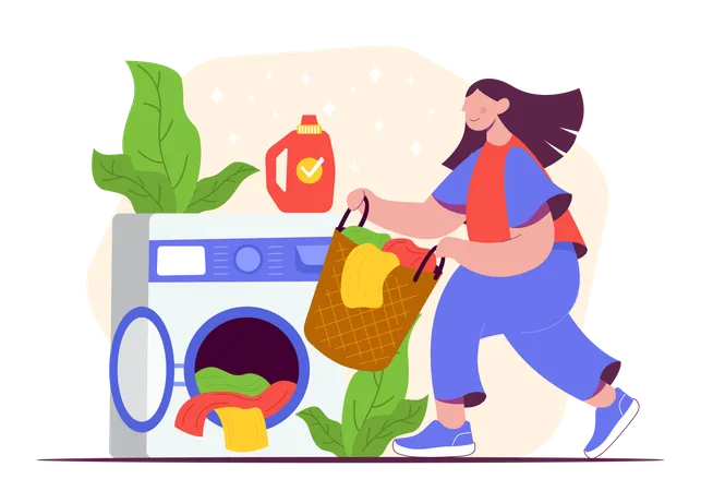 Woman washing clothes  Illustration