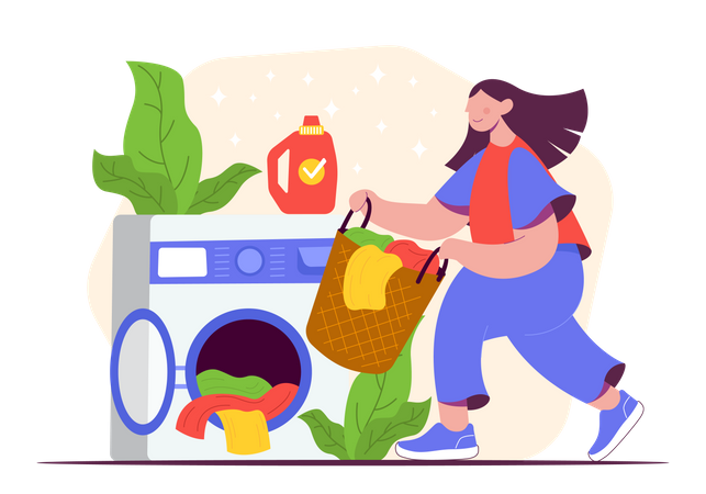 Woman washing clothes  Illustration