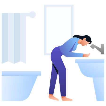 Woman Washing Face  Illustration