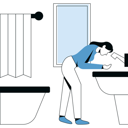 Woman Washing Face  Illustration
