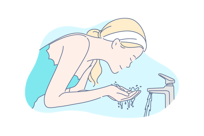 Woman washing face  Illustration