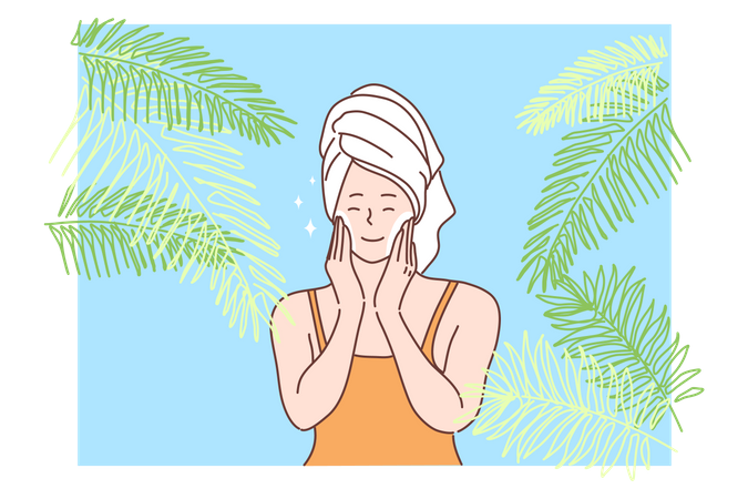 Woman washing face  Illustration