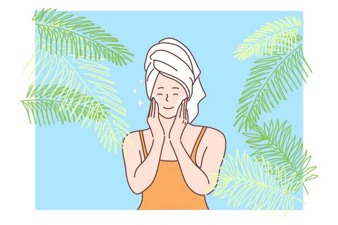 Woman washing face  Illustration