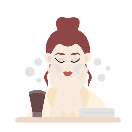 Woman washing face  Illustration