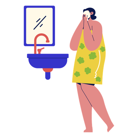 Woman washing face  Illustration