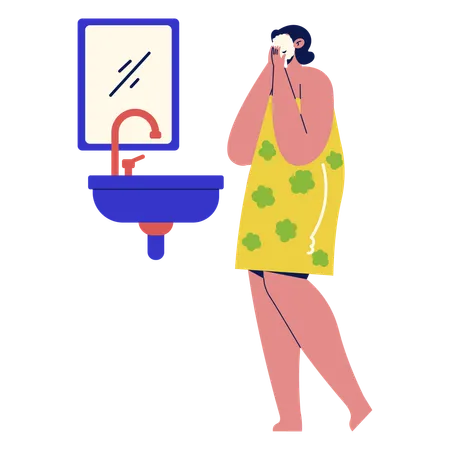 Woman washing face  Illustration