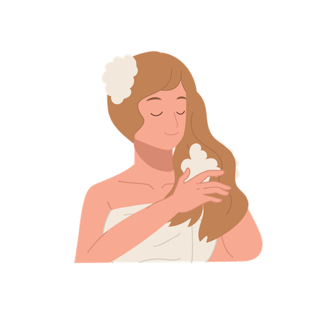 Woman washing hair  Illustration