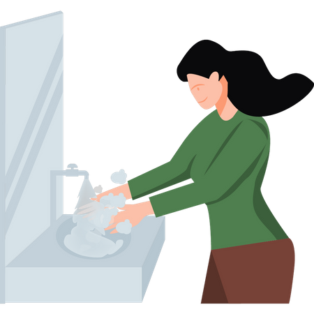 Woman washing hands  Illustration