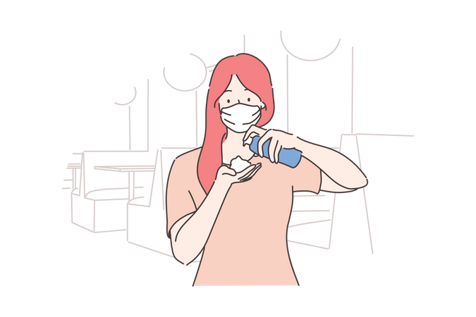 Woman washing your hand  Illustration