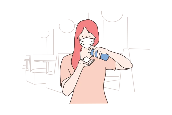 Woman washing your hand  Illustration