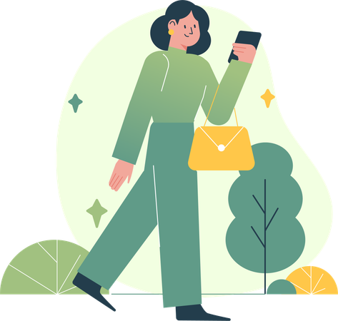 Woman Watching at Phone  Illustration
